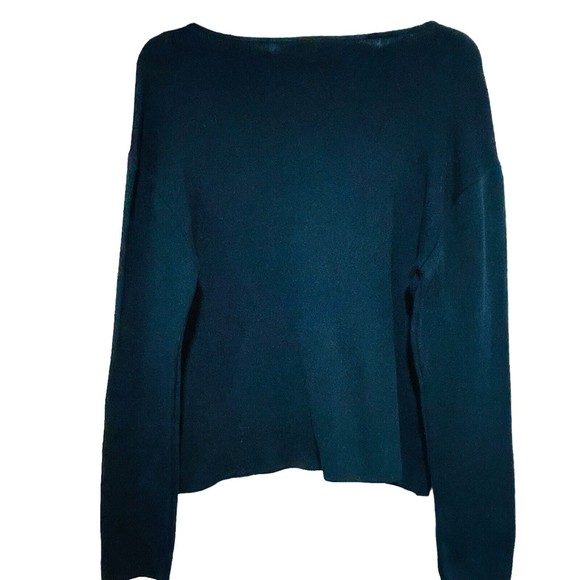 von saken black sweater top large rhinestone embellished V Neck 1/2 Zip - Picture 3 of 5